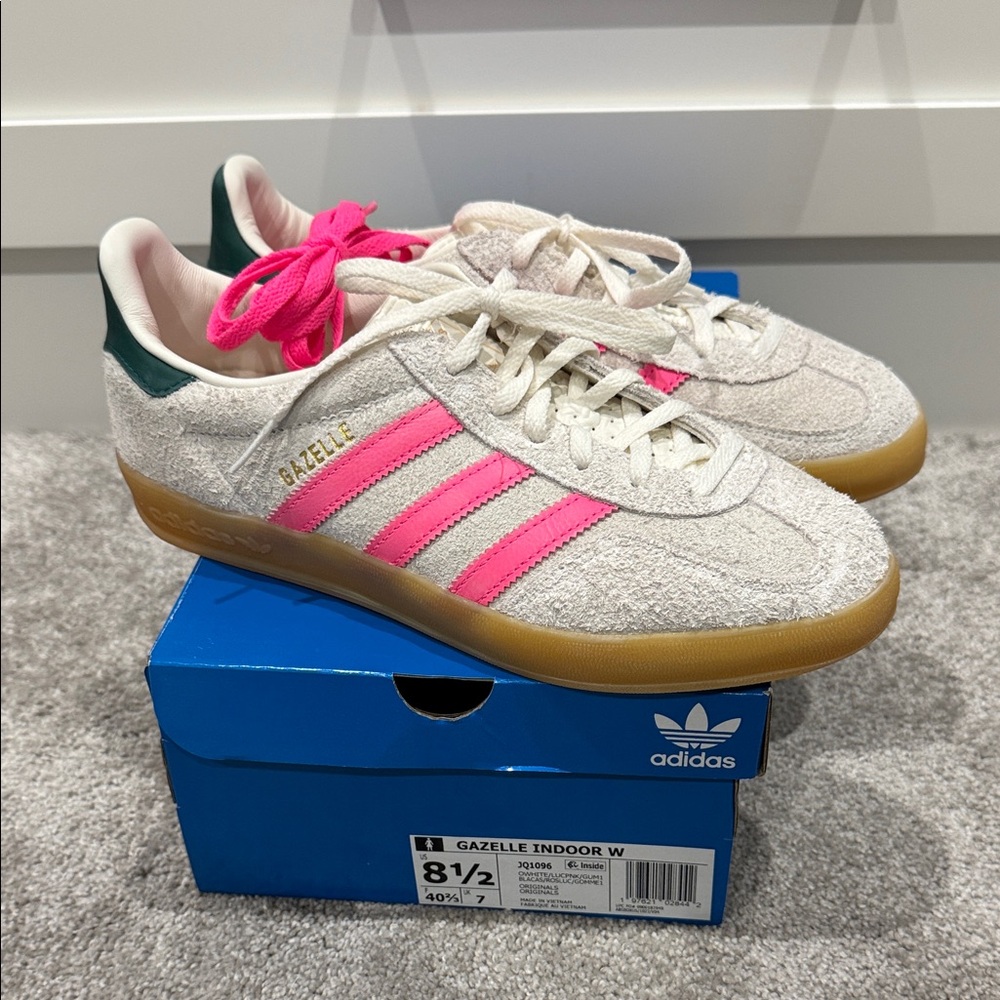 Adidas Gazelle Women's Sneakers - Pink Stripes on White